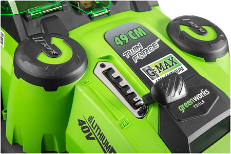 Газонокосилка аккумуляторная Greenworks G40LM49DB 40В (2500207) (Без акб/зу)