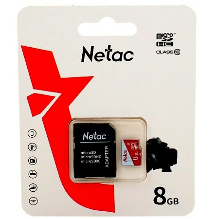 Карта памяти Netac P500 Eco 8GB Class10 (NT02P500ECO-008G-R) + SD adapter