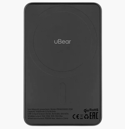 Внешний аккумулятор uBear Icon 5000mAh PD20W (PB14SG5000-PDM) Серый