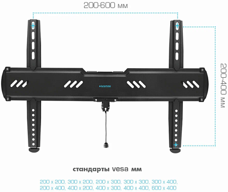 Кронштейн для телевизора Kromax Ultra Slim-100 (32-90") Черный