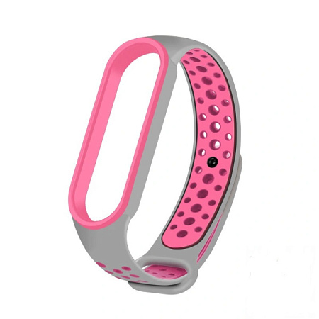 Ремешок силиконовый RedLine для Xiaomi Mi Band 6 Gray/Pink