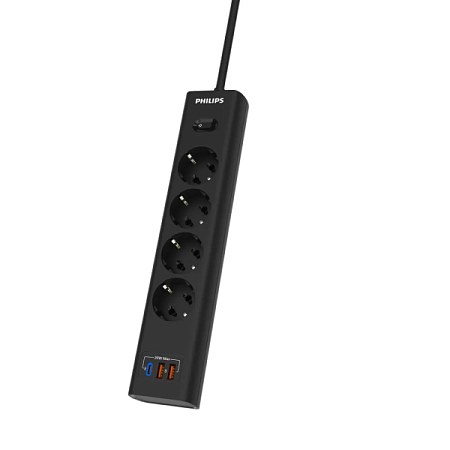Сетевой фильтр Philips CHP4346 5м (4 розетки) Черный Сетевой фильтр Philips CHP4346 5м (4 розетки) Черный