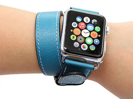 Ремешок из экокожи для Apple Watch 38/40/41mm Двойной Синий Ремешок из экокожи для Apple Watch 38/40/41mm Двойной Синий