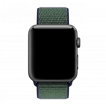 Ремешок для Apple Watch 38/40/41mm Nylon Loop Черно-Зеленый