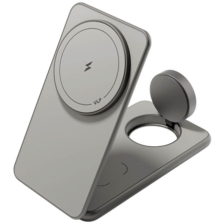 Беспроводная зарядная станция VLP Alum Power Pro MagSafe 3in1 для iPhone/AirPods/Watch Natural Titan Беспроводная зарядная станция VLP Alum Power Pro MagSafe 3in1 для iPhone/AirPods/Watch Natural Titan