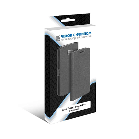 Чехол-книжка DF для Tecno Pop 6 Pro Black (боковая) Чехол-книжка DF для Tecno Pop 6 Pro Black (боковая)