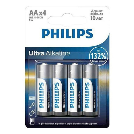 Батарейки Philips Ultra Alkaline AA (4шт) Батарейки Philips Ultra Alkaline AA (4шт)