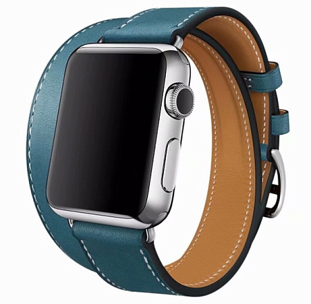 Ремешок из экокожи для Apple Watch 42/44/45/49mm Двойной (Синий/Коричневый) Ремешок из экокожи для Apple Watch 42/44/45/49mm Двойной (Синий/Коричневый)