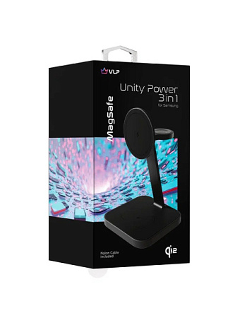 Беспроводная зарядная станция VLP Unity Power MagSafe QI2 3in1 для Samsung Galaxy/Buds/Watch Black