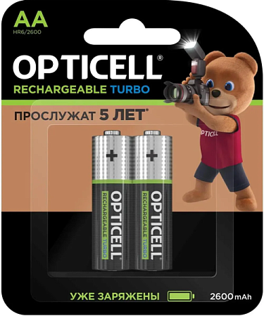 Аккумуляторная батарейка Opticell Rechargeable Turbo AA (2600 мАч) 2 шт