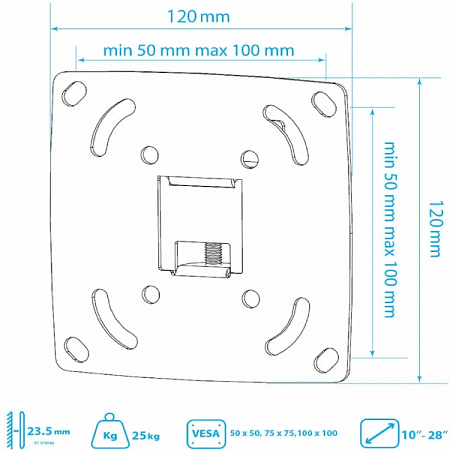 Кронштейн для телевизора Kromax OPTIMA-100 (10-28") Черный