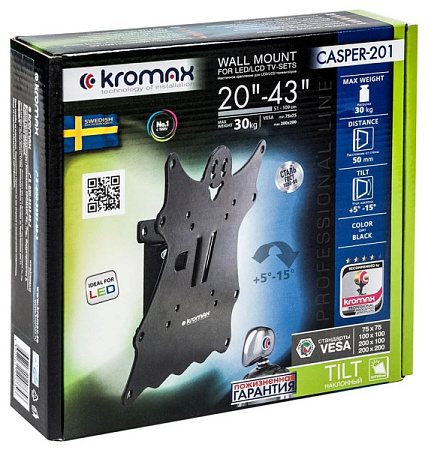 Кронштейн для телевизора Kromax CASPER-201 (20-43") Черный