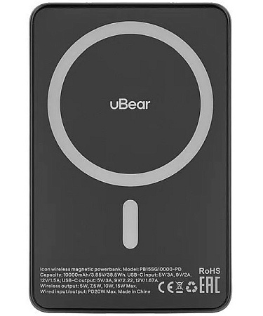 Внешний аккумулятор uBear Icon 10000mAh PD30W (PB15SG10000-PDM) Серый Внешний аккумулятор uBear Icon 10000mAh PD30W (PB15SG10000-PDM) Серый