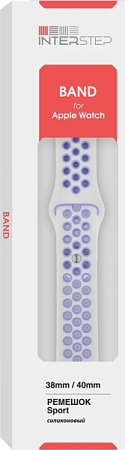 Ремешок INTERSTEP для Apple Watch 42/44/45/49mm Бело-фиолетовый